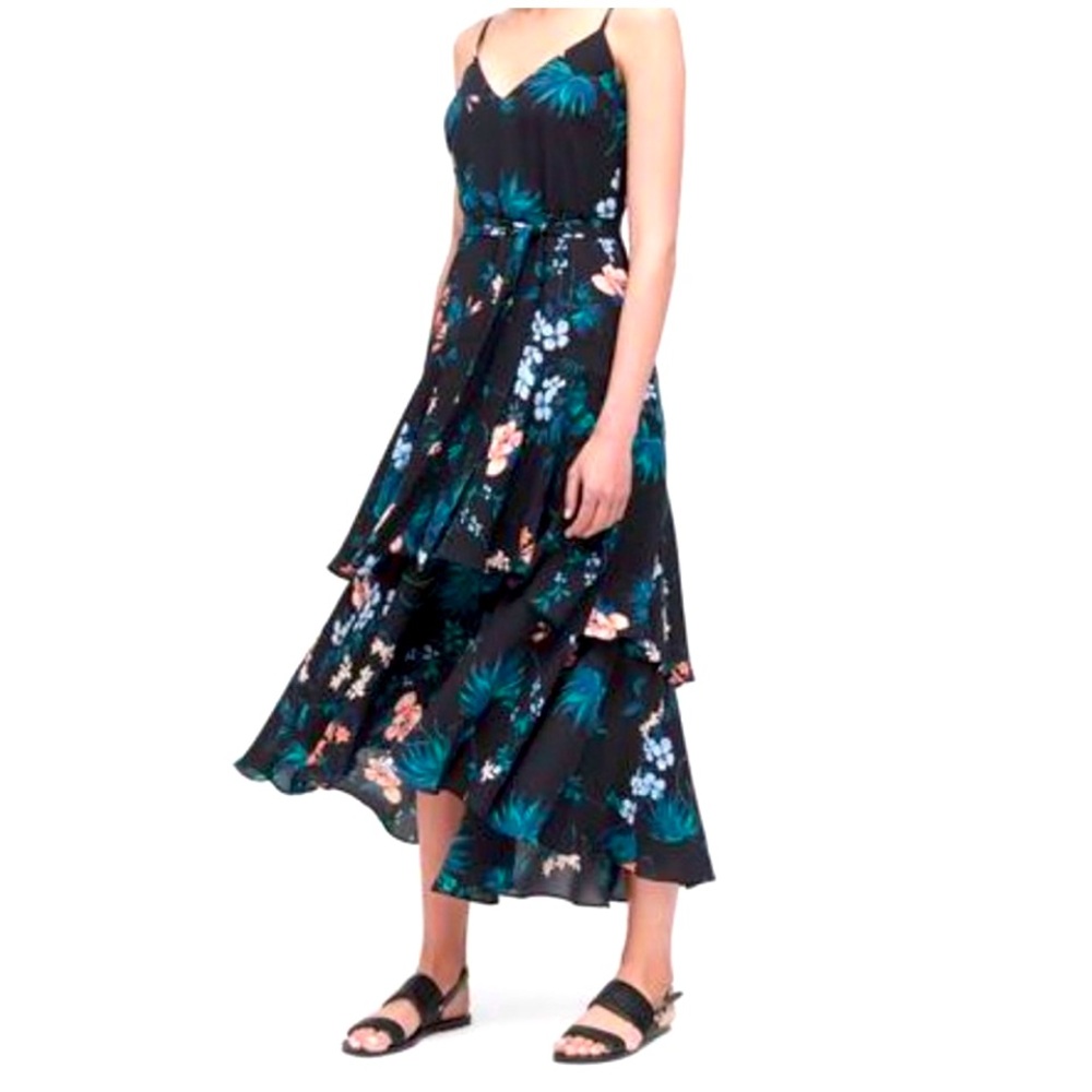Flirty Ruffle-hemmed Tropical Dress Size 6